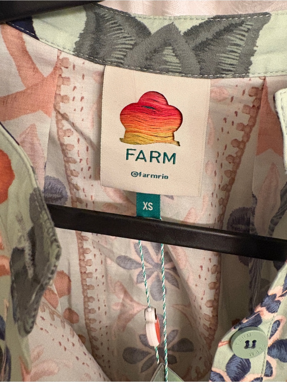 NWT Farm Rio Blue and Green Floral Romper, 100% Cotton, Size XS - Picture 7 of 8